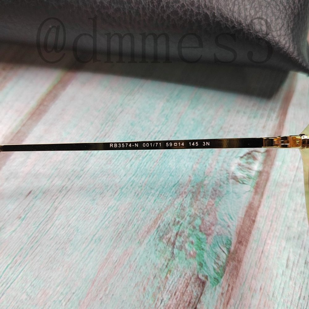 🐔RayBan Gold Frame Green Lens 58mm RB3574-N Sunglasses - Picture 5 of 7